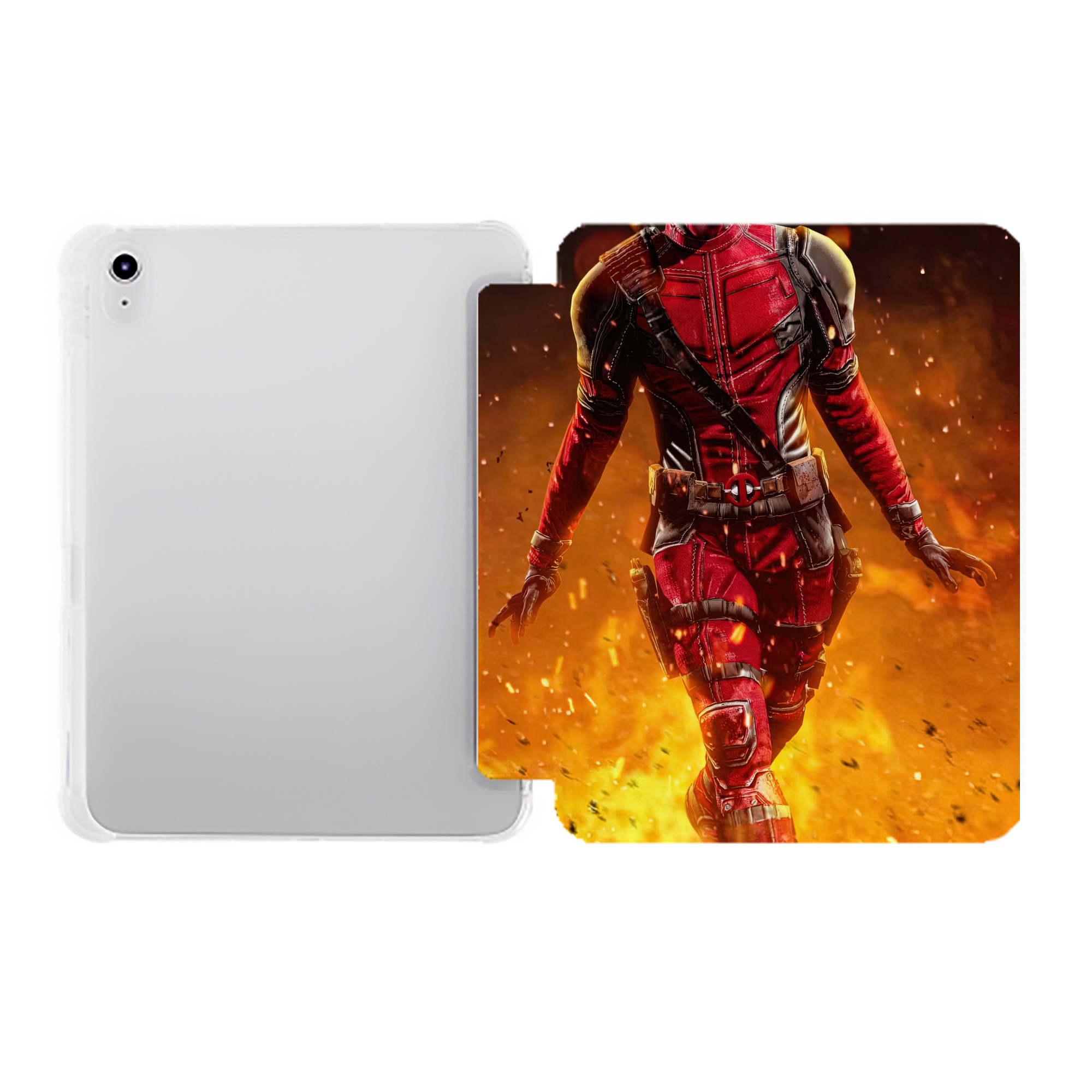（画像用） Deadpool デッドプール IPad ケース ペン収納付き 三つ折りスタンド PUレザー×シリコン 対応機種9.5/10.5/10.9インチ